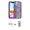 MARSİLYAN™- iPhone 12 Kılıf Siluet Minimal Prime - Siyah Polymer Nano Ekran Koruyucu + Rainbow Kamera Lens Koruma Cam - YL