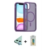 MARSİLYAN™- iPhone 12 Kılıf Siluet Minimal Prime - Siyah Polymer Nano Ekran Koruyucu + Raze Metal Kamera Lens - MI