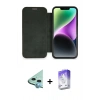 MARSİLYAN™- iPhone 12 Kılıf Siluet Minimal Serisi - Siyah Bilvis 5in1 3D Magic Cam Ekran Koruyucu + Mavi Raze Metal Kamera Lens