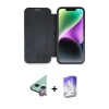 MARSİLYAN™- iPhone 12 Kılıf Siluet Minimal Serisi - Siyah Bilvis 5in1 3D Magic Cam Ekran Koruyucu + Raze Metal Kamera Lens - KI