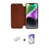MARSİLYAN™- iPhone 12 Kılıf Siluet Minimal Serisi - Siyah Bilvis 5in1 3D Magic Cam Ekran Koruyucu + Renkli Kamera Lens Koruma Cam - SI