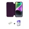 MARSİLYAN™- iPhone 12 Kılıf Siluet Minimal Serisi - Siyah Bilvis 5in1 3D Magic Cam Ekran Koruyucu + Renkli Kamera Lens Koruma Cam - TU
