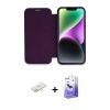 MARSİLYAN™- iPhone 12 Kılıf Siluet Minimal Serisi - Siyah Bilvis 5in1 5D Magic Hayalet Cam Ekran Koruyucu + Renkli Kamera Lens Koruma Cam - SI