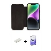 MARSİLYAN™- iPhone 12 Kılıf Siluet Minimal Serisi - Siyah Bilvis 5in1 5D Magic Hayalet Cam Ekran Koruyucu + Renkli Kamera Lens Koruma Cam - SI