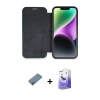 MARSİLYAN™- iPhone 12 Kılıf Siluet Minimal Serisi - Siyah Bilvis 5in1 5D Magic Hayalet Cam Ekran Koruyucu + Shine Kamera Lens Koruma Cam - PE