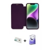 MARSİLYAN™- iPhone 12 Kılıf Siluet Minimal Serisi - Siyah Bilvis 5in1 5D Magic Hayalet Cam Ekran Koruyucu + Yeşil Rainbow Kamera Lens Koruma Cam