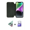MARSİLYAN™- iPhone 12 Kılıf Siluet Minimal Serisi - Siyah Bilvis 5in1 5D Magic Hayalet Cam Ekran Koruyucu + Raze Metal Kamera Lens - KI