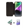 MARSİLYAN™- iPhone 12 Kılıf Siluet Minimal Serisi - Siyah Bilvis 5in1 5D Magic Hayalet Cam Ekran Koruyucu + Raze Metal Kamera Lens - KI