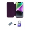 MARSİLYAN™- iPhone 12 Kılıf Siluet Minimal Serisi - Siyah Bilvis 5in1 5D Magic Hayalet Cam Ekran Koruyucu + Kırmızı Metal Kamera Lens Koruma Cam