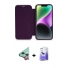MARSİLYAN™- iPhone 12 Kılıf Siluet Minimal Serisi - Siyah Bilvis 5in1 5D Magic Hayalet Cam Ekran Koruyucu + Raze Metal Kamera Lens - KI