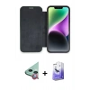 MARSİLYAN™- iPhone 12 Kılıf Siluet Minimal Serisi - Siyah Bilvis 5in1 5D Magic Hayalet Cam Ekran Koruyucu + Raze Metal Kamera Lens - KI