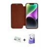 MARSİLYAN™- iPhone 12 Kılıf Siluet Minimal Serisi - Siyah Bilvis 5in1 5D Magic Hayalet Cam Ekran Koruyucu + Yeşil Rainbow Kamera Lens Koruma Cam