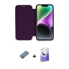 MARSİLYAN™- iPhone 12 Kılıf Siluet Minimal Serisi - Siyah Bilvis 5in1 5D Magic Hayalet Cam Ekran Koruyucu + Shine Kamera Lens Koruma Cam - PE