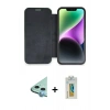 MARSİLYAN™- iPhone 12 Kılıf Siluet Minimal Serisi - Siyah Polymer Nano Ekran Koruyucu + Raze Metal Kamera Lens - MI
