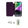 MARSİLYAN™- iPhone 12 Kılıf Siluet Minimal Serisi - Siyah Polymer Nano Ekran Koruyucu + Rainbow Kamera Lens Koruma Cam - MR