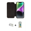 MARSİLYAN™- iPhone 12 Kılıf Siluet Minimal Serisi - Siyah Polymer Nano Ekran Koruyucu + Rainbow Kamera Lens Koruma Cam - MR