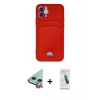MARSİLYAN™- iPhone 12 Kılıf Vadi Çizgi Prime - Şeffaf Pasifik Cam Ekran Koruyucu + Raze Metal Kamera Lens - KI
