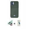MARSİLYAN™- iPhone 12 Kılıf Vadi Çizgi Prime - Şeffaf Pasifik Cam Ekran Koruyucu + Raze Metal Kamera Lens - KI