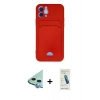 MARSİLYAN™- iPhone 12 Kılıf Vadi Çizgi Prime - Şeffaf Pasifik Cam Ekran Koruyucu + Raze Metal Kamera Lens - MI