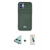 MARSİLYAN™- iPhone 12 Kılıf Vadi Çizgi Prime - Şeffaf Pasifik Cam Ekran Koruyucu + Raze Metal Kamera Lens - MI