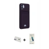 MARSİLYAN™- iPhone 12 Kılıf Vadi Çizgi Prime - Şeffaf Pasifik Cam Ekran Koruyucu + Mor Rainbow Kamera Lens Koruma Cam