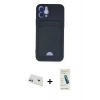 MARSİLYAN™- iPhone 12 Kılıf Vadi Çizgi Prime - Şeffaf Pasifik Cam Ekran Koruyucu + Mor Rainbow Kamera Lens Koruma Cam