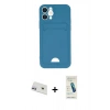 MARSİLYAN™- iPhone 12 Kılıf Vadi Çizgi Prime - Şeffaf Pasifik Cam Ekran Koruyucu + Mor Rainbow Kamera Lens Koruma Cam
