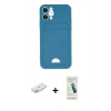 MARSİLYAN™- iPhone 12 Kılıf Vadi Çizgi Prime - Şeffaf Pasifik Cam Ekran Koruyucu + Renkli Kamera Lens Koruma Cam - PE