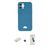 MARSİLYAN™- iPhone 12 Kılıf Vadi Çizgi Prime - Şeffaf Pasifik Cam Ekran Koruyucu + Renkli Kamera Lens Koruma Cam - TU