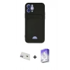 MARSİLYAN™- iPhone 12 Kılıf Vadi Çizgi Prime - Siyah Bilvis 5in1 3D Magic Cam Ekran Koruyucu + Rainbow Kamera Lens Koruma Cam - MR