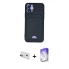 MARSİLYAN™- iPhone 12 Kılıf Vadi Çizgi Prime - Siyah Bilvis 5in1 3D Magic Cam Ekran Koruyucu + Rainbow Kamera Lens Koruma Cam - MR
