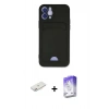 MARSİLYAN™- iPhone 12 Kılıf Vadi Çizgi Prime - Siyah Bilvis 5in1 3D Magic Cam Ekran Koruyucu + Renkli Kamera Lens Koruma Cam - PE