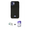 MARSİLYAN™- iPhone 12 Kılıf Vadi Çizgi Prime - Siyah Bilvis 5in1 3D Magic Cam Ekran Koruyucu + Rainbow Kamera Lens Koruma Cam - YL