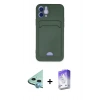 MARSİLYAN™- iPhone 12 Kılıf Vadi Çizgi Prime - Siyah Bilvis 5in1 3D Magic Cam Ekran Koruyucu + Raze Metal Kamera Lens - MI