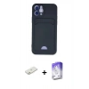 MARSİLYAN™- iPhone 12 Kılıf Vadi Çizgi Prime - Siyah Bilvis 5in1 3D Magic Cam Ekran Koruyucu + Renkli Kamera Lens Koruma Cam - TU