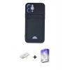 MARSİLYAN™- iPhone 12 Kılıf Vadi Çizgi Prime - Siyah Bilvis 5in1 3D Magic Cam Ekran Koruyucu + Renkli Kamera Lens Koruma Cam - SI