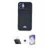 MARSİLYAN™- iPhone 12 Kılıf Vadi Çizgi Prime - Siyah Bilvis 5in1 3D Magic Cam Ekran Koruyucu + Kamera Lens Koruma Cam - SF