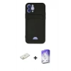 MARSİLYAN™- iPhone 12 Kılıf Vadi Çizgi Prime - Siyah Bilvis 5in1 3D Magic Cam Ekran Koruyucu + Renkli Kamera Lens Koruma Cam - TU