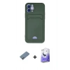 MARSİLYAN™- iPhone 12 Kılıf Vadi Çizgi Prime - Siyah Bilvis 5in1 5D Magic Hayalet Cam Ekran Koruyucu + Shine Kamera Lens Koruma Cam - GI
