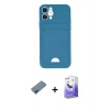 MARSİLYAN™- iPhone 12 Kılıf Vadi Çizgi Prime - Siyah Bilvis 5in1 5D Magic Hayalet Cam Ekran Koruyucu + Metal Kamera Lens Koruma Cam - MI