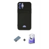 MARSİLYAN™- iPhone 12 Kılıf Vadi Çizgi Prime - Siyah Bilvis 5in1 5D Magic Hayalet Cam Ekran Koruyucu + Metal Kamera Lens Koruma Cam - AKYL