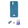 MARSİLYAN™- iPhone 12 Kılıf Vadi Çizgi Prime - Siyah Bilvis 5in1 5D Magic Hayalet Cam Ekran Koruyucu + Shine Kamera Lens Koruma Cam - PE