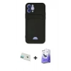 MARSİLYAN™- iPhone 12 Kılıf Vadi Çizgi Prime - Siyah Bilvis 5in1 5D Magic Hayalet Cam Ekran Koruyucu + Rainbow Kamera Lens Koruma Cam - YL