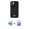 MARSİLYAN™- iPhone 12 Kılıf Vadi Çizgi Prime - Siyah Bilvis 5in1 5D Magic Hayalet Cam Ekran Koruyucu + Raze Metal Kamera Lens - MI