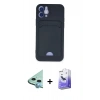 MARSİLYAN™- iPhone 12 Kılıf Vadi Çizgi Prime - Siyah Bilvis 5in1 5D Magic Hayalet Cam Ekran Koruyucu + Raze Metal Kamera Lens - MI