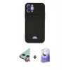 MARSİLYAN™- iPhone 12 Kılıf Vadi Çizgi Prime - Siyah Bilvis 5in1 5D Magic Hayalet Cam Ekran Koruyucu + Raze Metal Kamera Lens - KI