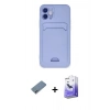 MARSİLYAN™- iPhone 12 Kılıf Vadi Çizgi Prime - Siyah Bilvis 5in1 5D Magic Hayalet Cam Ekran Koruyucu + Sierra Blue Shine Kamera Lens Koruma Cam