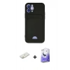 MARSİLYAN™- iPhone 12 Kılıf Vadi Çizgi Prime - Siyah Bilvis 5in1 5D Magic Hayalet Cam Ekran Koruyucu + Renkli Kamera Lens Koruma Cam - TU