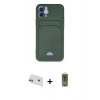 MARSİLYAN™- iPhone 12 Kılıf Vadi Çizgi Prime - Siyah Joko Magic 5D Hayalet Cam + Mor Rainbow Kamera Lens Koruma Cam
