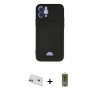 MARSİLYAN™- iPhone 12 Kılıf Vadi Çizgi Prime - Siyah Joko Magic 5D Hayalet Cam + Mor Rainbow Kamera Lens Koruma Cam